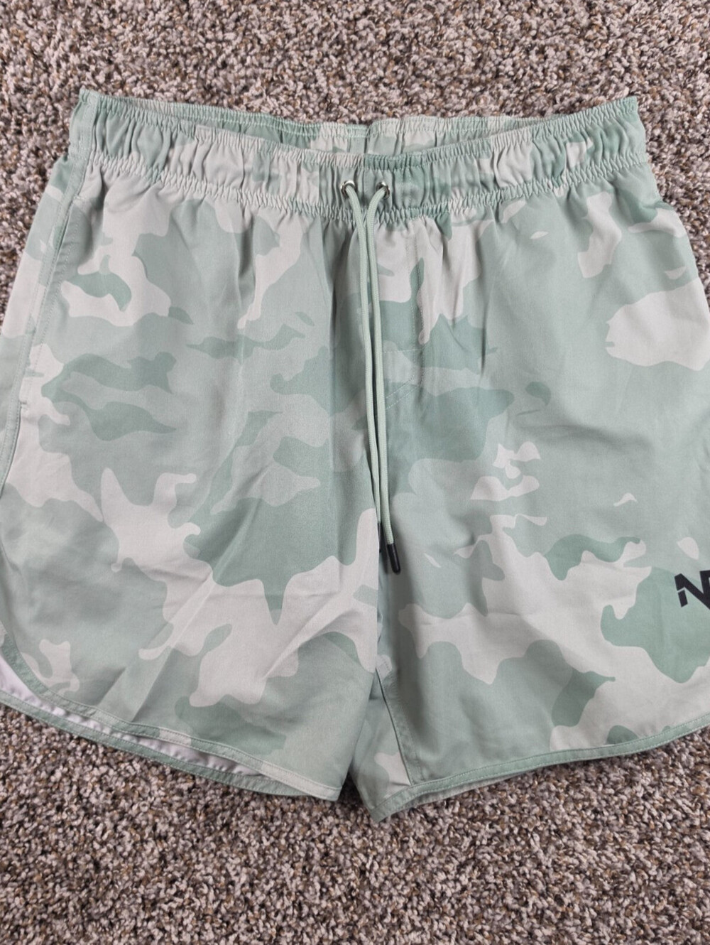 NFQ Athletic Lined Shorts Men L Light Green Camo